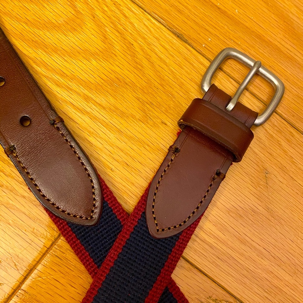 J.Crew Factory Leather and Fabric Striped Belt